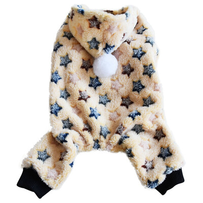 

Winter Warm Pet Dog Clothes Thickened Clothes Coral Velvet Costume 4 Legged Hooded Paws Printed Coat For Dogs Clothing