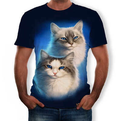 

3D Summer Fashion Cute Cat Print Men\s Short-Sleeved T-shirt