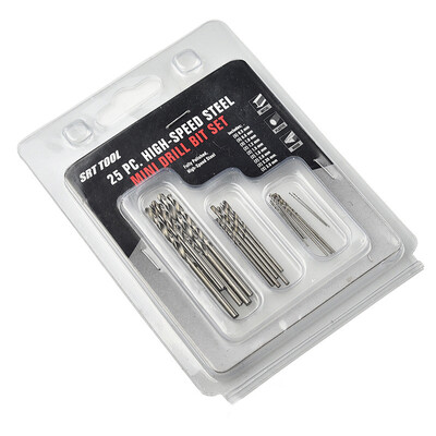 

25pc Micro Mini HSS Drill Bit Set for Metal Wood Precision Drilling 05 06 1mm