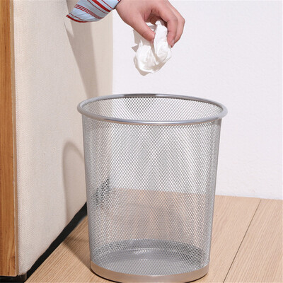 

Gobestart Metal Mesh Round Trash Can Wrought Iron Kitchen Without Lid Bucket