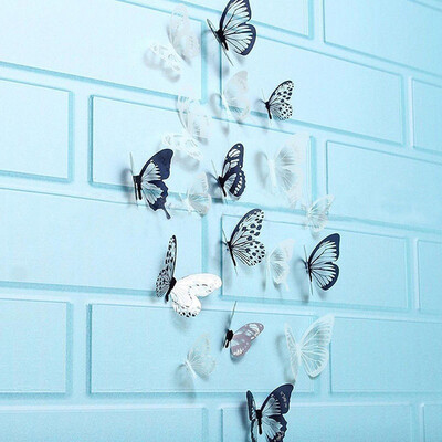 

Gobestart 36 Pcs 3D Black White Butterfly Sticker Art Wall Decal Mural Home Decoration