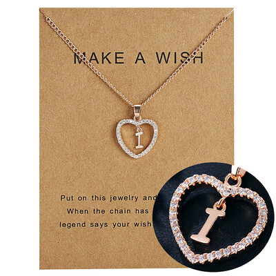 

26 A-Z Letters Name Initial Necklaces For Women Crystal Love Heart Alphabet Family Letter Pendant Necklace Collares Gift Jewelry