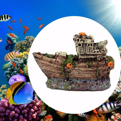 

Aquarium Ornament Pirate Sunk Ship Shipwreck Boat Fish Tank Waterscape Cave Decoration