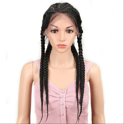 

Noble Synthetic Lace Front Wig 1bColor Baby Hair 26" African American Hair Synthetic Lace Front Box Braids Wigs For Black Women