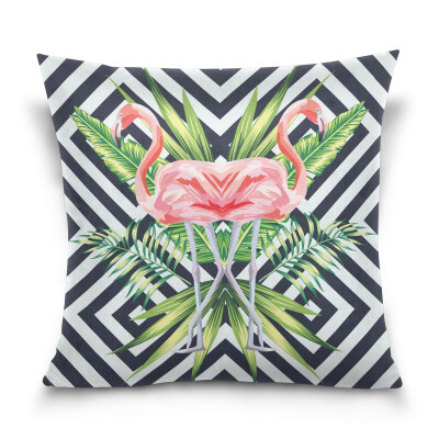 

ALAZA Throw Pillow Cover 16 X 16 inch Christmas Gift Cushion Cover with Pink Flamingo Pattern Printed Pillowcase