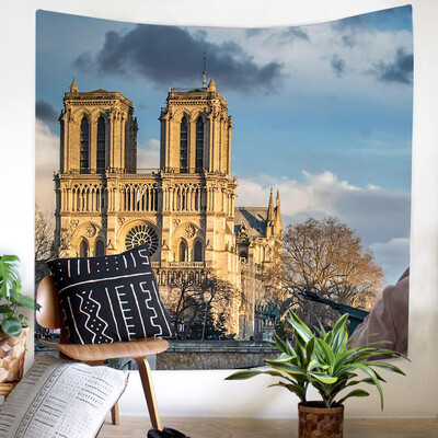

Gobestart Colorful Print Tapestry Art Room Notre Dame Wall Hanging Tapestry Art Nature