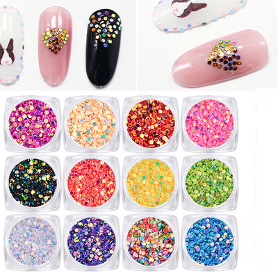 

Toponeto 12 Box Diamonds Dazzling Tips Nail Sticker Sequins Colorful Nail Art Decoration