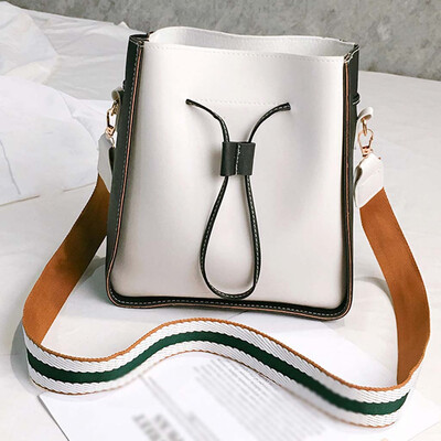 

Tailored Womens Fashion Bucket Bag Color Stitching Shoulder Bag Commute Messenger Bag