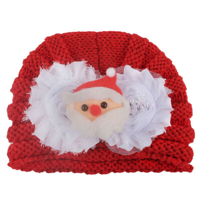 

2020 New Christmas Children Beanie Hat Headwear Baby Shabby Flower Bonding Turbans Cap Creative Cartoon