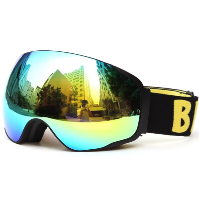 

Adult Skiing Snowboarding Skating Goggles UV Protection Anti-fog Wide Spherical PC Lens Anti-slip Strap Helmet Compatible