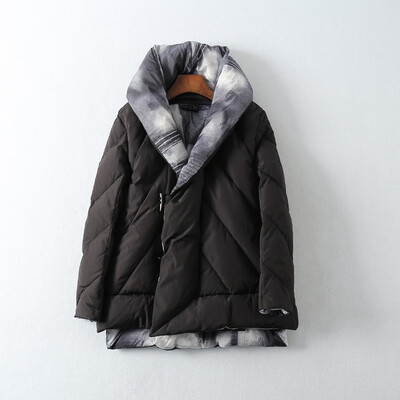 

Winter 2018 new womens dress big lapel design feeling 90 white duck short style double-face down jacket