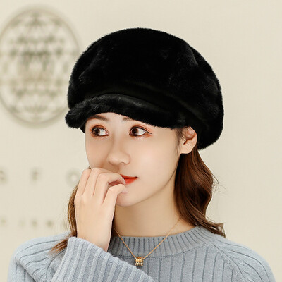 

2019 new ladies velvet duck tongue hat autumn&winter warm Korean version of the casual pure color fashion beret