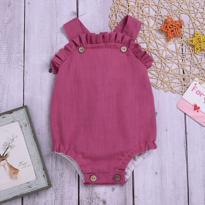 

Newborn Infant Baby Girl Sleeveless Solid Romper Ruffle Bodysuit Clothes Outfits