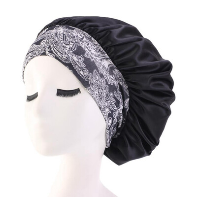 

Ethnic Style Women Terylene Night Sleep Cap Hair Bonnet Hat Head Cover Adjust Elastic Chemo Cap