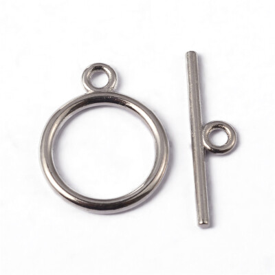 

PH PANDAHALL 40 Sets Platinum Flat Round Tibetan Style Toggle Clasps for Jewelry Making