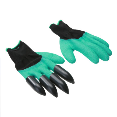 

1 Pair Rubber Polyester Builders Garden Work Latex Gloves Plastic Claws