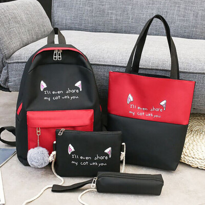 

Tailored Students Backpack Junior High School Bag Pencil Bag Shoulder Tote Backpack 4Pcs