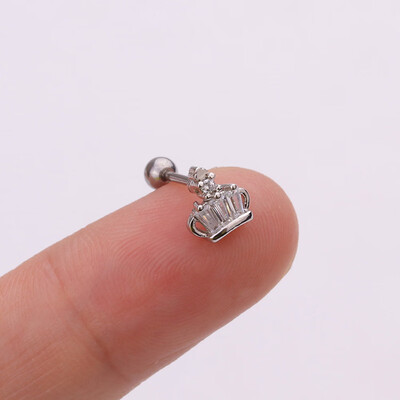 

1Pc Cz Cartilage Stud Moon Star Heart Cross Flower Crown Helix Piercing Tragus Stud Conch Earring