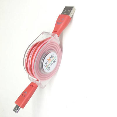 

Micro USB Cable 33ft Retractable Android Data Cable With Luminous Smiling Face For Samsung Nexus Kindle HTC LG Sony -1m