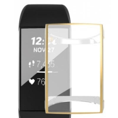 

For Fitbit Charge 3 Silicone TPU Clear Shell Case Screen Protector Frame Cover