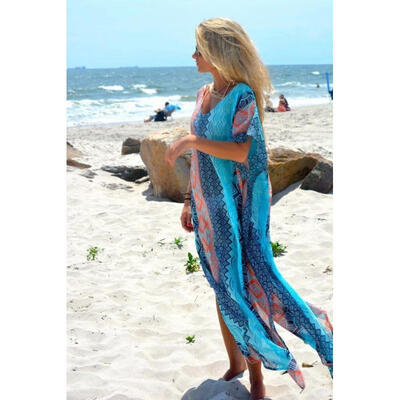 

Womens Ladies Beach Wear Kaftan Long Dress Swimwear Bikini Cover Up Bathing Suit