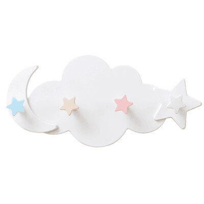 

Cute Cloud Moon And Star Wall-Mounted Hooks Cartoon Diy Hanger Wall Decoration Children&39S Room Supplies