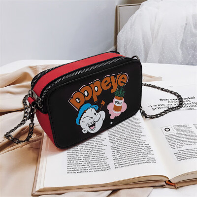 

Qiao Bani 2019 new Korean chic fashion printing cartoon cute small square bag shoulder diagonal trend handbags