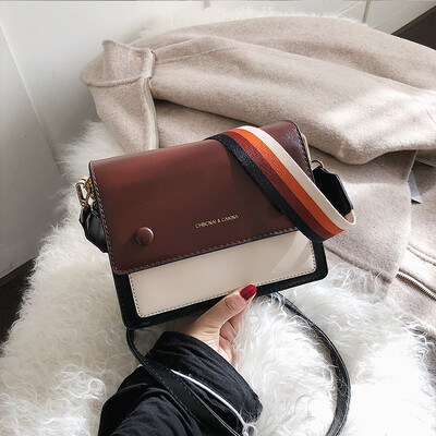 

Broadband collision color small bag female 2019 new wave Korean version of the wild single shoulder slung fashion texture simple small square bag