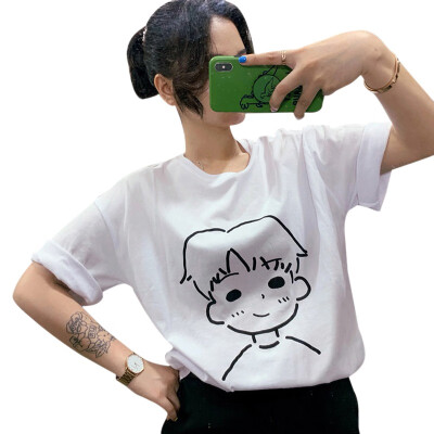 

Cartoon Half-sleeved T-shirt Female Ins Student Fashion Couple T-shirt