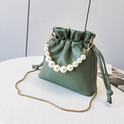 

Summer mini bag Korean Joker Pearl portable womens bag new 2019 girls shoulder slung bucket bag