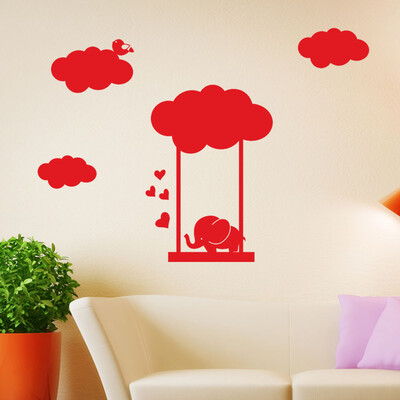 

Toponeto Elephant Swinging Removable Art Vinyl Mural Home Room Decor Wall Stickers