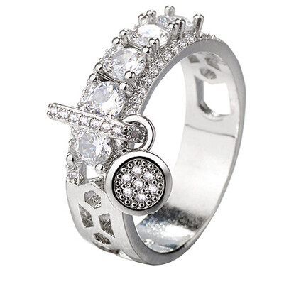 

New Elegant 925 Sterling Silver Natural Gemstone White Sapphire Ring Luxury Birthstone Bride Wedding Ring