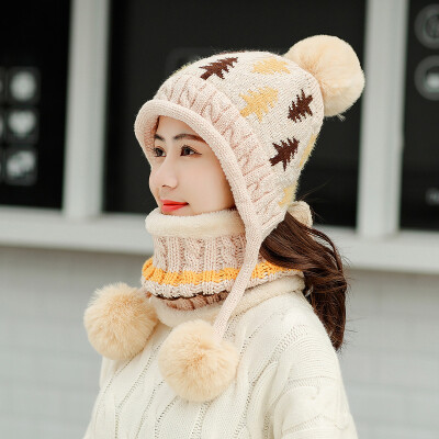 

Wool Hat Female Winter Hundred Sets Korean Edition Sweet Tide Plushing Thickened Warm Knitted Cap Lovely Ear&Moon Cap