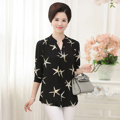 

Yu Zhaolin 2019 new middle-aged womens 40-50 years old mother loaded spring&autumn T-shirt top YWMM191369 black