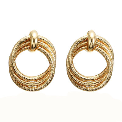 

2019 Fashion Gold Metal Round Disc Statement Earrings for Women Bijoux Brincos Party Gift Big Circle Drop Dangle Earring