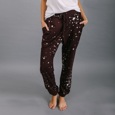 

Women Star Printed Pencil Stretch Casual Pants Elastic Waist Trousers