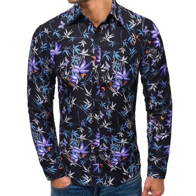 

Tailored Mens Casual 3D Printing Colorful Slim Long Sleeve Dress Shirt Blouse Tops