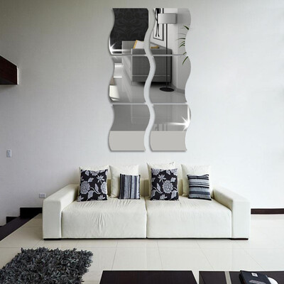 

6pcs Fashion Acrylic 3D Wave Home Decor Mural Mirror Wall Stickers