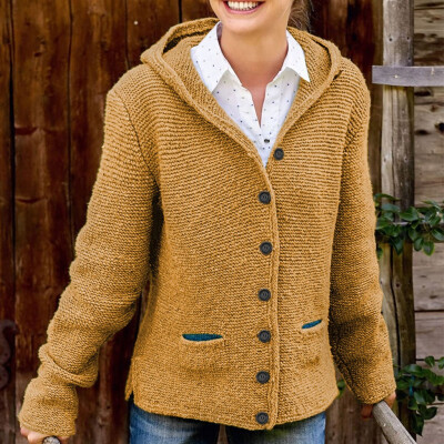 

Tailored Women Casual Warm Daily Loose Hoodie Button Knitting Jumper Tops Blouse Sweater