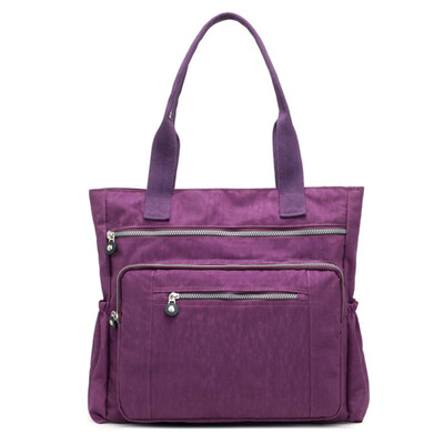 

Casual Women Solid Color Multi Pocket Zip Handbag Nylon Shoulder Storage Bag