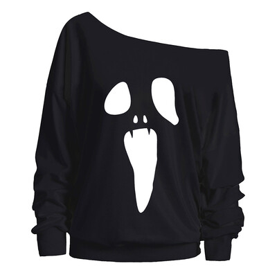 

Halloween Ghost Skew Neck Sweatshirt