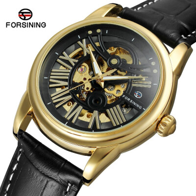 

FORSINING automatic mechanical watch waterproof fine leather belt full hollow male watch mechanical watch mens watch