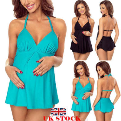 

UK Pregnant Women Halter Bikini Maternity Swimwear Summer Swimsuit Beachwear