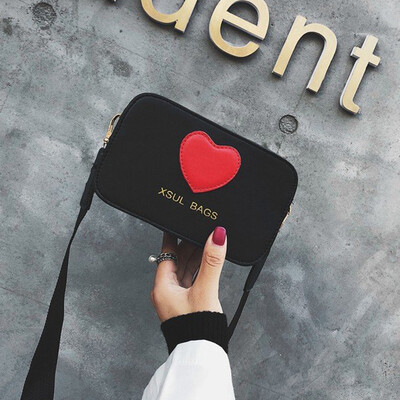 

Tailored Woman Trendy Peach Heart Shoulder Bag Girl Color Collision Campus Style Hand Bag