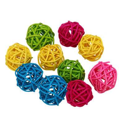 

10pcs Parrot Rattan Ball Toys Bird Chewing Toys Birdcage Decor Pet Supplies