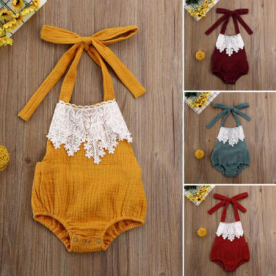 

US Lace Newborn Baby Girl Infant Romper Bodysuit Jumpsuit Clothes Outfit Sunsuit