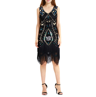 

〖Follure〗Women Vintage 1920s Bead Fringe Sequin Lace Party Flapper Cocktail Prom Dress