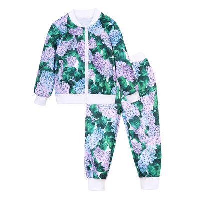 

Toddler Baby Girls Boys Clothes Set Floral Print Zipper Tops Coat Pants Outfits