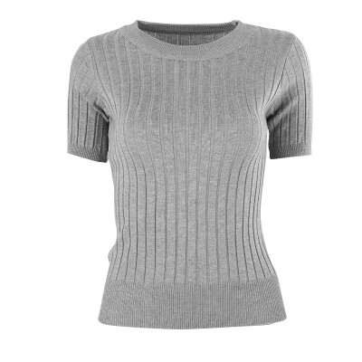 

T-shirt Tops Knitted Slim Pullover Women Sweater Half Sleeve Thin Tight Fit Semi-high Collar Clothing Free Size 5 colors