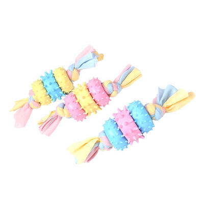 

TPR Pet Toy Three Thorn Circles Cloth Strip Dogs Puppy Bite Chew Molar Toys
